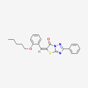 molecular formula C22H21N3O2S B12009400 (5E)-5-[2-(pentyloxy)benzylidene]-2-phenyl[1,3]thiazolo[3,2-b][1,2,4]triazol-6(5H)-one 