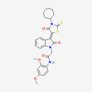 2-[(3Z)-3-(3-cyclohexyl-4-oxo-2-thioxo-1,3-thiazolidin-5-ylidene)-2-oxo-2,3-dihydro-1H-indol-1-yl]-N-(2,4-dimethoxyphenyl)acetamide