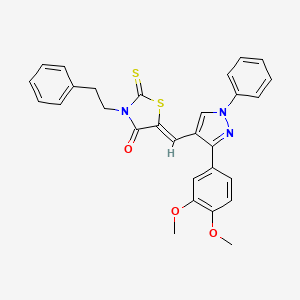 (5Z)-5-{[3-(3,4-dimethoxyphenyl)-1-phenyl-1H-pyrazol-4-yl]methylene}-3-(2-phenylethyl)-2-thioxo-1,3-thiazolidin-4-one