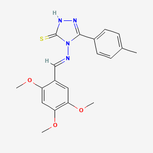 molecular formula C19H20N4O3S B12009570 5-(4-Methylphenyl)-4-{[(E)-(2,4,5-trimethoxyphenyl)methylidene]amino}-4H-1,2,4-triazol-3-YL hydrosulfide 