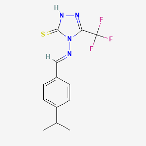 4-{[(E)-(4-isopropylphenyl)methylidene]amino}-5-(trifluoromethyl)-2,4-dihydro-3H-1,2,4-triazole-3-thione