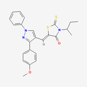 molecular formula C24H23N3O2S2 B12009665 (5Z)-3-Sec-butyl-5-{[3-(4-methoxyphenyl)-1-phenyl-1H-pyrazol-4-YL]methylene}-2-thioxo-1,3-thiazolidin-4-one CAS No. 623933-02-8