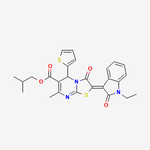 molecular formula C26H25N3O4S2 B12009671 Isobutyl 2-(1-ethyl-2-oxoindolin-3-ylidene)-7-methyl-3-oxo-5-(thiophen-2-yl)-3,5-dihydro-2H-thiazolo[3,2-a]pyrimidine-6-carboxylate CAS No. 618078-08-3