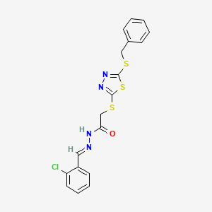 2-{[5-(benzylsulfanyl)-1,3,4-thiadiazol-2-yl]sulfanyl}-N'-[(E)-(2-chlorophenyl)methylidene]acetohydrazide