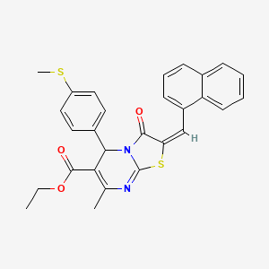 molecular formula C28H24N2O3S2 B12009880 Ethyl 7-methyl-5-(4-(methylthio)phenyl)-2-(naphthalen-1-ylmethylene)-3-oxo-3,5-dihydro-2H-thiazolo[3,2-a]pyrimidine-6-carboxylate CAS No. 357438-61-0