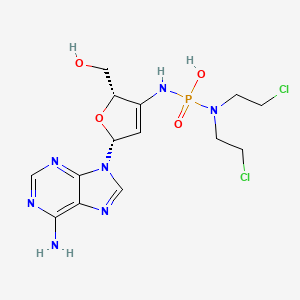 molecular formula C14H20Cl2N7O4P B1200996 [[(2S,5R)-5-(6-aminopurin-9-yl)-2-(hydroxymethyl)-2,5-dihydrofuran-3-yl]amino]-[bis(2-chloroethyl)amino]phosphinic acid CAS No. 70894-64-3