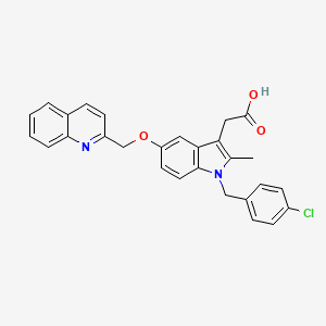 molecular formula C28H23ClN2O3 B1200998 1H-Indole-3-acetic acid, 1-((4-chlorophenyl)methyl)-2-methyl-5-(2-quinolinylmethoxy)- CAS No. 135872-94-5