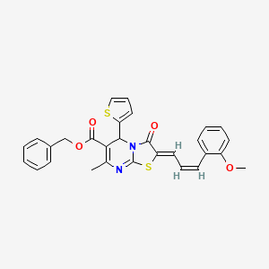 Benzyl 2-(3-(2-methoxyphenyl)allylidene)-7-methyl-3-oxo-5-(thiophen-2-yl)-3,5-dihydro-2H-thiazolo[3,2-a]pyrimidine-6-carboxylate