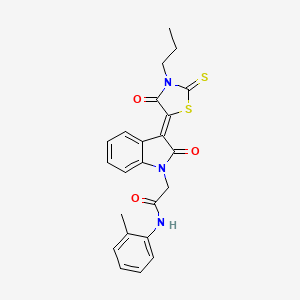 N-(2-methylphenyl)-2-[(3Z)-2-oxo-3-(4-oxo-3-propyl-2-thioxo-1,3-thiazolidin-5-ylidene)-2,3-dihydro-1H-indol-1-yl]acetamide