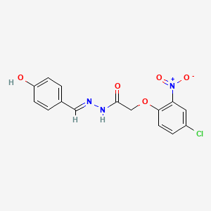 molecular formula C15H12ClN3O5 B12010058 2-(4-chloro-2-nitrophenoxy)-N'-[(E)-(4-hydroxyphenyl)methylidene]acetohydrazide 