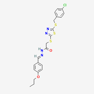 2-({5-[(4-chlorobenzyl)sulfanyl]-1,3,4-thiadiazol-2-yl}sulfanyl)-N'-[(E)-(4-propoxyphenyl)methylidene]acetohydrazide