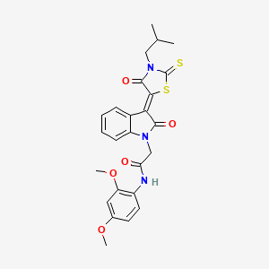 N-(2,4-dimethoxyphenyl)-2-[(3Z)-3-[3-(2-methylpropyl)-4-oxo-2-sulfanylidene-1,3-thiazolidin-5-ylidene]-2-oxoindol-1-yl]acetamide