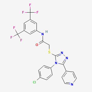 molecular formula C23H14ClF6N5OS B12010277 N-[3,5-Bis(trifluoromethyl)phenyl]-2-{[4-(4-chlorophenyl)-5-(4-pyridinyl)-4H-1,2,4-triazol-3-YL]sulfanyl}acetamide CAS No. 618880-42-5