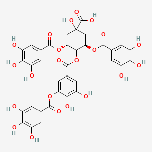 molecular formula C35H28O22 B1201030 4-({3,4-Dihydroxy-5-[(3,4,5-trihydroxybenzoyl)oxy]benzoyl}oxy)-1-hydroxy-3,5-bis[(3,4,5-trihydroxybenzoyl)oxy]cyclohexane-1-carboxylic acid 
