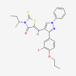 (5Z)-3-sec-butyl-5-{[3-(3-fluoro-4-propoxyphenyl)-1-phenyl-1H-pyrazol-4-yl]methylene}-2-thioxo-1,3-thiazolidin-4-one