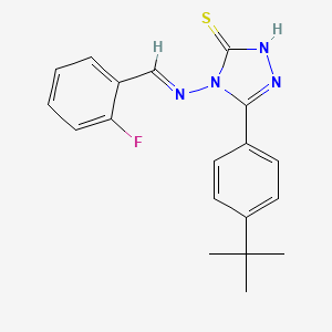 molecular formula C19H19FN4S B12010409 5-(4-tert-butylphenyl)-4-{[(E)-(2-fluorophenyl)methylidene]amino}-2,4-dihydro-3H-1,2,4-triazole-3-thione 