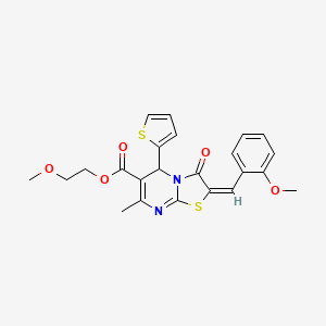 2-Methoxyethyl 2-(2-methoxybenzylidene)-7-methyl-3-oxo-5-(thiophen-2-yl)-3,5-dihydro-2H-thiazolo[3,2-a]pyrimidine-6-carboxylate