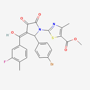 molecular formula C24H18BrFN2O5S B12010420 methyl 2-{2-(4-bromophenyl)-3-[(3-fluoro-4-methylphenyl)carbonyl]-4-hydroxy-5-oxo-2,5-dihydro-1H-pyrrol-1-yl}-4-methyl-1,3-thiazole-5-carboxylate 