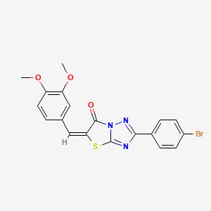 molecular formula C19H14BrN3O3S B12010503 (5E)-2-(4-bromophenyl)-5-(3,4-dimethoxybenzylidene)[1,3]thiazolo[3,2-b][1,2,4]triazol-6(5H)-one CAS No. 158525-99-6