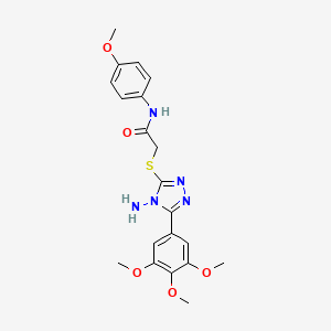 molecular formula C20H23N5O5S B12010542 2-{[4-amino-5-(3,4,5-trimethoxyphenyl)-4H-1,2,4-triazol-3-yl]sulfanyl}-N-(4-methoxyphenyl)acetamide 