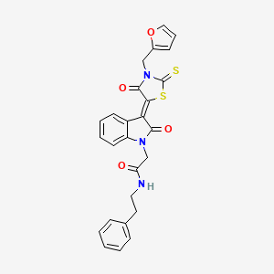 2-{(3Z)-3-[3-(2-furylmethyl)-4-oxo-2-thioxo-1,3-thiazolidin-5-ylidene]-2-oxo-2,3-dihydro-1H-indol-1-yl}-N-(2-phenylethyl)acetamide