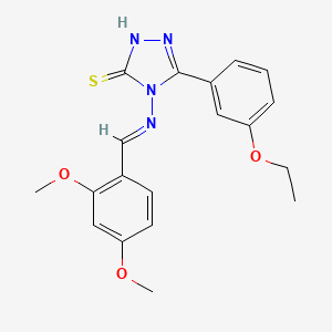 molecular formula C19H20N4O3S B12010766 4-{[(E)-(2,4-Dimethoxyphenyl)methylidene]amino}-5-(3-ethoxyphenyl)-4H-1,2,4-triazole-3-thiol 