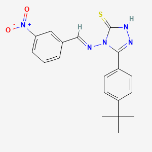 molecular formula C19H19N5O2S B12010799 5-(4-Tert-butylphenyl)-4-{[(E)-(3-nitrophenyl)methylidene]amino}-4H-1,2,4-triazol-3-YL hydrosulfide 