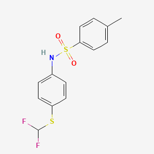 molecular formula C14H13F2NO2S2 B12010806 N-(4-((Difluoromethyl)thio)phenyl)-4-methylbenzenesulfonamide CAS No. 301313-31-5