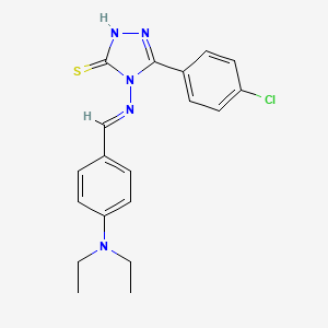 molecular formula C19H20ClN5S B12010835 5-(4-chlorophenyl)-4-({(E)-[4-(diethylamino)phenyl]methylidene}amino)-4H-1,2,4-triazol-3-yl hydrosulfide 