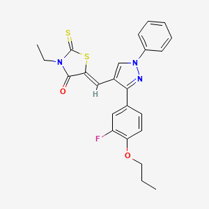 (5Z)-3-Ethyl-5-{[3-(3-fluoro-4-propoxyphenyl)-1-phenyl-1H-pyrazol-4-YL]methylene}-2-thioxo-1,3-thiazolidin-4-one