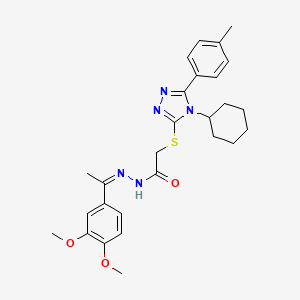 2-{[4-Cyclohexyl-5-(4-methylphenyl)-4H-1,2,4-triazol-3-YL]sulfanyl}-N'-[(Z)-1-(3,4-dimethoxyphenyl)ethylidene]acetohydrazide