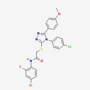 molecular formula C23H17BrClFN4O2S B12010878 N-(4-bromo-2-fluorophenyl)-2-{[4-(4-chlorophenyl)-5-(4-methoxyphenyl)-4H-1,2,4-triazol-3-yl]sulfanyl}acetamide CAS No. 618880-65-2