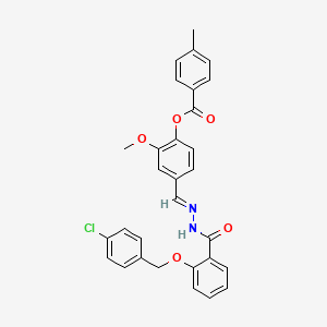 molecular formula C30H25ClN2O5 B12010912 [4-[(E)-[[2-[(4-chlorophenyl)methoxy]benzoyl]hydrazinylidene]methyl]-2-methoxyphenyl] 4-methylbenzoate CAS No. 767312-50-5