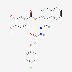 1-(2-((4-Chlorophenoxy)acetyl)carbohydrazonoyl)-2-naphthyl 3,4-dimethoxybenzoate