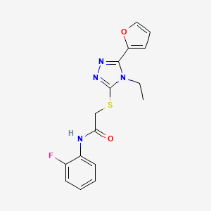 2-{[4-ethyl-5-(furan-2-yl)-4H-1,2,4-triazol-3-yl]sulfanyl}-N-(2-fluorophenyl)acetamide