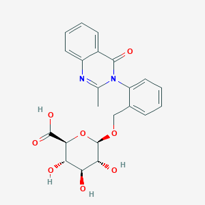 molecular formula C22H22N2O8 B1201101 (2S,3S,4S,5R,6R)-3,4,5-trihydroxy-6-[[2-(2-methyl-4-oxoquinazolin-3-yl)phenyl]methoxy]oxane-2-carboxylic acid CAS No. 53551-53-4