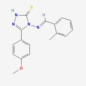 molecular formula C17H16N4OS B12011031 5-(4-methoxyphenyl)-4-{[(E)-(2-methylphenyl)methylidene]amino}-4H-1,2,4-triazole-3-thiol 