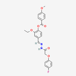 molecular formula C25H23FN2O6 B12011043 [2-ethoxy-4-[(E)-[[2-(4-fluorophenoxy)acetyl]hydrazinylidene]methyl]phenyl] 4-methoxybenzoate 