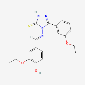 molecular formula C19H20N4O3S B12011153 4-((3-Ethoxy-4-hydroxybenzylidene)amino)-3-(3-ethoxyphenyl)-1H-1,2,4-triazole-5(4H)-thione CAS No. 613249-73-3