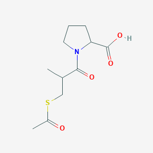 molecular formula C11H17NO4S B12011156 (2S)-1-(3-Acetylthio-2-methyl-1-oxopropyl)-L-proline 