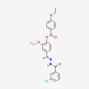 molecular formula C25H23ClN2O5 B12011159 4-(2-(3-Chlorobenzoyl)carbohydrazonoyl)-2-ethoxyphenyl 4-ethoxybenzoate CAS No. 769146-85-2