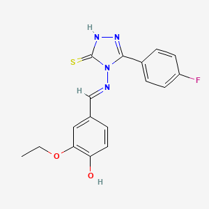 molecular formula C17H15FN4O2S B12011238 4-[(E)-(3-ethoxy-4-hydroxyphenyl)methylideneamino]-3-(4-fluorophenyl)-1H-1,2,4-triazole-5-thione CAS No. 677767-58-7