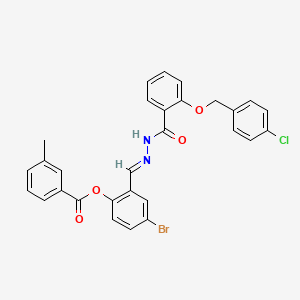 [4-bromo-2-[(E)-[[2-[(4-chlorophenyl)methoxy]benzoyl]hydrazinylidene]methyl]phenyl] 3-methylbenzoate