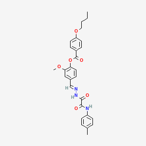 molecular formula C28H29N3O6 B12011256 [2-methoxy-4-[(E)-[[2-(4-methylanilino)-2-oxoacetyl]hydrazinylidene]methyl]phenyl] 4-butoxybenzoate 