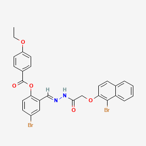 molecular formula C28H22Br2N2O5 B12011307 4-BR-2-(2-(((1-BR-2-Naphthyl)oxy)acetyl)carbohydrazonoyl)phenyl 4-ethoxybenzoate CAS No. 765289-31-4