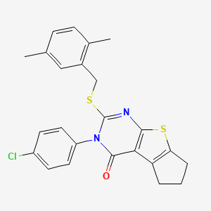 3-(4-chlorophenyl)-2-[(2,5-dimethylbenzyl)sulfanyl]-3,5,6,7-tetrahydro-4H-cyclopenta[4,5]thieno[2,3-d]pyrimidin-4-one