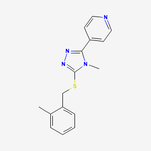 molecular formula C16H16N4S B12011373 4-(4-Methyl-5-((2-methylbenzyl)thio)-4H-1,2,4-triazol-3-yl)pyridine CAS No. 577698-43-2