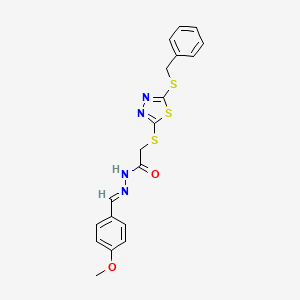 2-{[5-(benzylsulfanyl)-1,3,4-thiadiazol-2-yl]sulfanyl}-N'-[(E)-(4-methoxyphenyl)methylidene]acetohydrazide