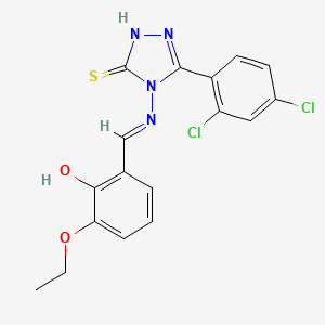 molecular formula C17H14Cl2N4O2S B12011399 5-(2,4-dichlorophenyl)-4-{[(E)-(3-ethoxy-2-hydroxyphenyl)methylidene]amino}-2,4-dihydro-3H-1,2,4-triazole-3-thione 