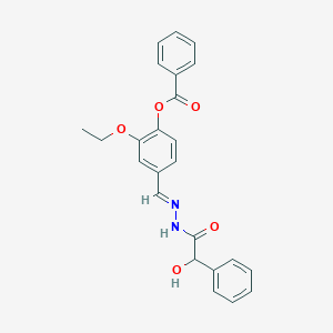 2-Ethoxy-4-(2-(hydroxy(phenyl)acetyl)carbohydrazonoyl)phenyl benzoate